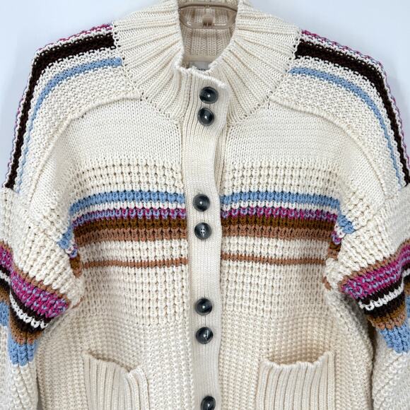 Maeve Anthropologie High-Collar Mixed-Stitch Cardigan Sweater Oversize M NEW - Picture 3 of 7